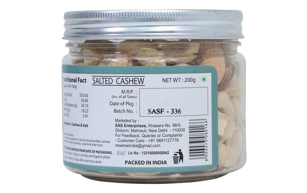 New Tree Salted Cashew    Jar  200 grams